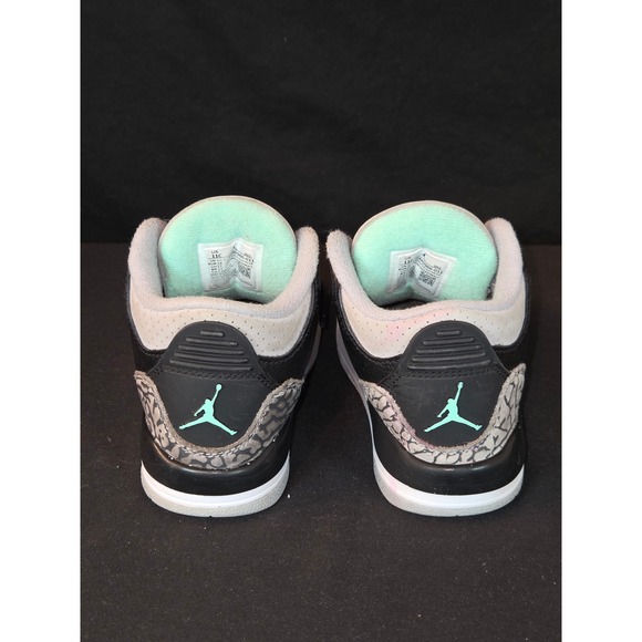 Air Jordan 3 Retro Toddler Shoes 11C Black Mint Green Elephant Print DM0966 031 - Picture 5 of 11